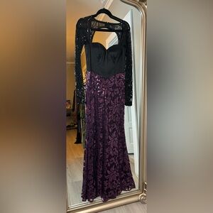 Casonna Black and Purple Sequin Gown Fits like a 4